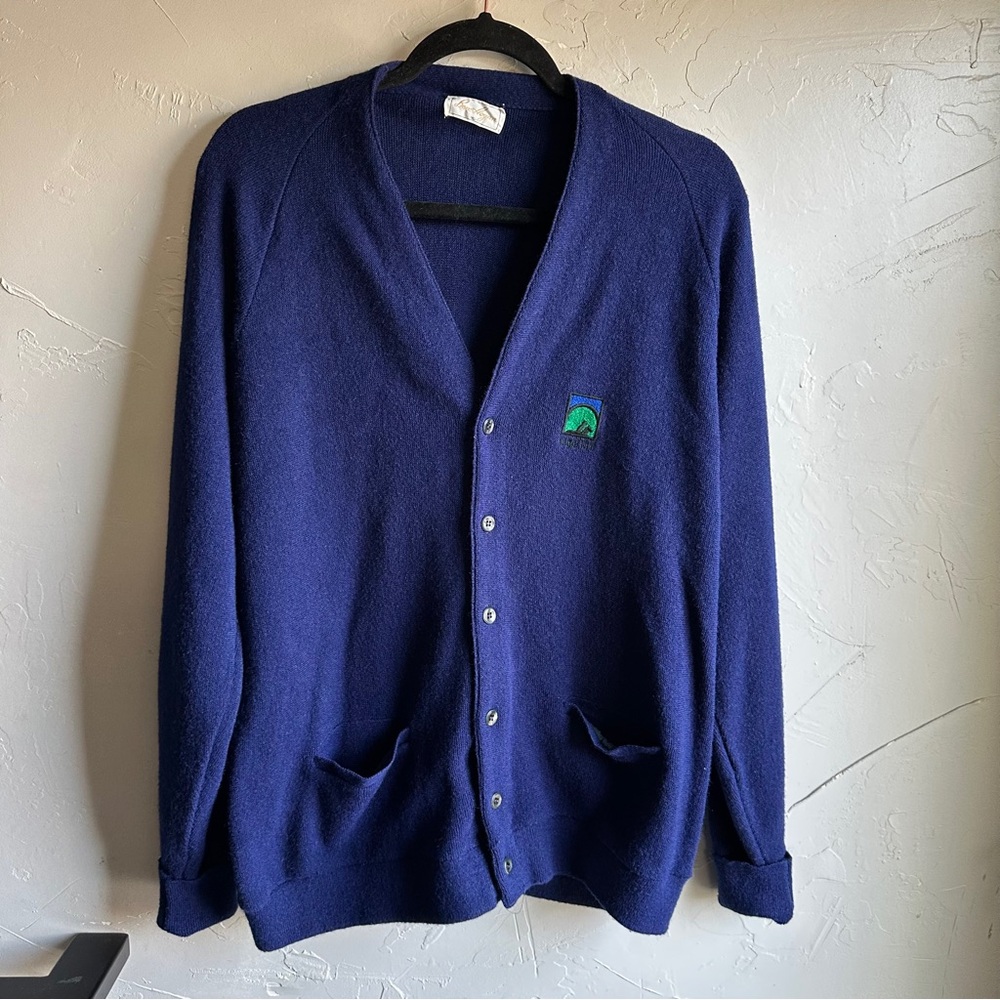 Vintage Ben Hogan Blue Cardigan‎ Sweater Classic Preppy Eclectic Grandpa Core XL